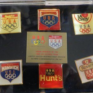 Boxed Set 1988 Olympic Sponsorship Pins 7 Pins Advetising